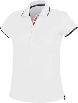 LADIES' SHORT-SLEEVED PIQUÉ KNIT POLO SHIRT White/Navy L