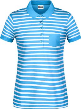 James & Nicholson | Dámské piqué polo pruhované atlantic/white XXL