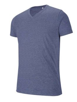 MEN'S V-NECK SHORT-SLEEVED MELANGE T-SHIRT Blue Heather S