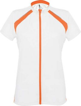 LADIES' SHORT SLEEVE BIKEWEAR TOP White/Orange L