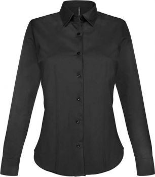 LADIES' LONG-SLEEVED STRETCH SHIRT Black S