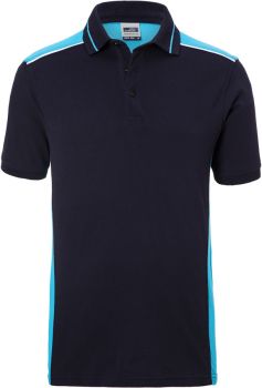 James & Nicholson | Pánské pracovní piqué polo - Color navy/turquoise L