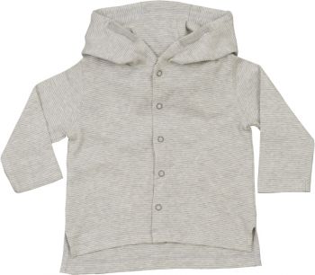 Babybugz | Dětská pruhovaná mikina s kapucí white/heather grey melange 3-6