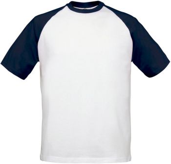 B&C | Raglánové kontrastní tričko white/navy M