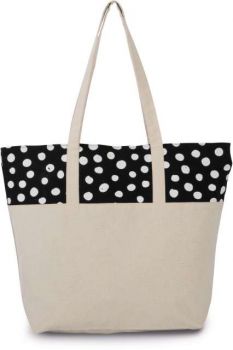 POLKA DOT SHOPPING BAG Black/White/Natural U