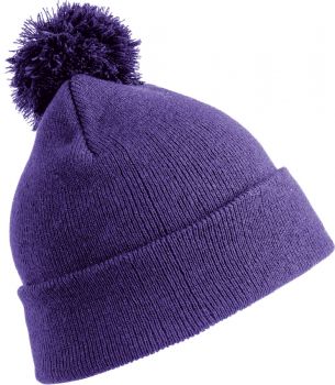 Result Winter Essentials | Pletená čepice s bambulí purple onesize