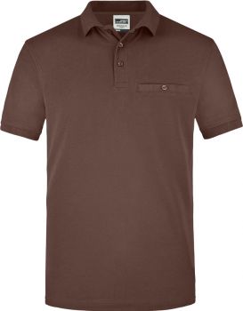 James & Nicholson | Pánské pracovní polo s náprsní kapsou brown 3XL