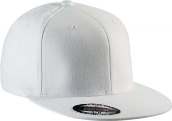 FLEXFIT® BRUSHED COTTON CAP WITH FLAT PEAK - 6 PANELS White S/M