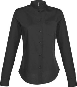 LADIES' LONG-SLEEVED MANDARIN COLLAR SHIRT Black M