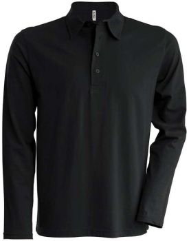 MEN'S LONG SLEEVE JERSEY POLO SHIRT Black XL