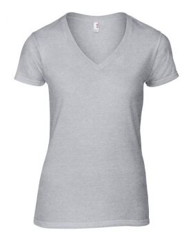 WOMEN'S LIGHTWEIGHT V-NECK TEE Heather Grey S