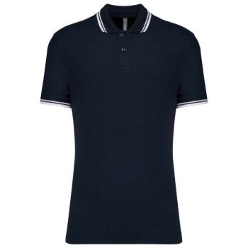 MEN'S 2 STRIPED SHORT SLEEVED POLOSHIRT Navy/White L