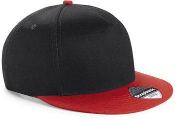 Beechfield | Dětská 5 panelová kšiltovka "Snapback" black/bright red onesize