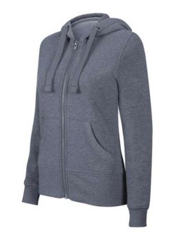 LADIES' MELANGE FULL ZIP HOODED SWEATSHIRT Dark Grey Heather XS