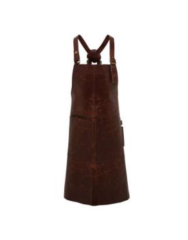 ‘ARTISAN’ REAL LEATHER CROSS BACK BIB APRON Brown U