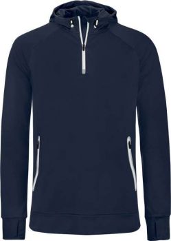 ZIP NECK HOODED SPORTS SWEATSHIRT Navy XL