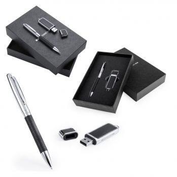 Dermop pen and USB flash drive set black  8GB