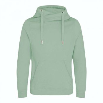 CROSS NECK HOODIE Dusty Green S