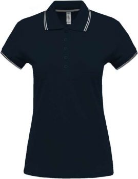 LADIES' SHORT-SLEEVED POLO SHIRT Navy/Light Grey/White M