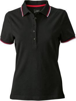 James & Nicholson | Dámské piqué polo Coldblack black/white/red XXL