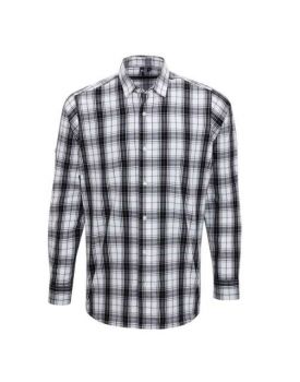 'GINMILL' CHECK - MEN'S LONG SLEEVE COTTON SHIRT Black/White M