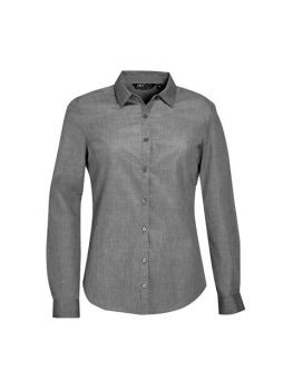 SOL'S BARNET WOMEN - LONG SLEEVE HEATHER POPLIN SHIRT Deep Grey Melange XL