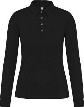 LADIES' LONG SLEEVE JERSEY POLO SHIRT Black M