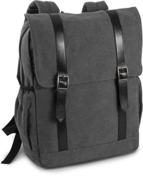 FLAP-TOP CANVAS BACKPACK Washed Dark Grey U