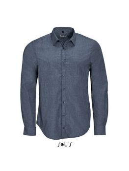 SOL'S BARNET MEN - LONG SLEEVE HEATHER POPLIN SHIRT Heather Jeans S