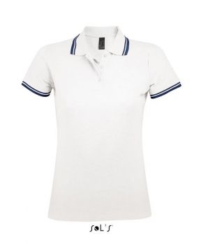 SOL'S PASADENA WOMEN - POLO SHIRT White/Navy M