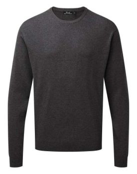 MEN'S CREW NECK COTTON RICH KNITTED SWEATER Charcoal S