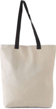 FLAT CANVAS SHOPPER WITH CONTRAST HANDLE Natural/Black U