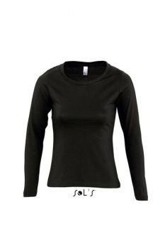 SOL'S MAJESTIC - WOMEN'S ROUND COLLAR LONG SLEEVE T-SHIRT Deep Black XL