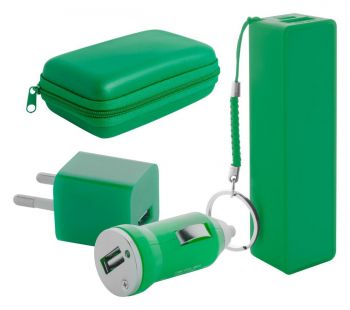 Rebex USB charger and power bank set green