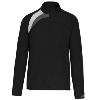 ADULTS' ZIP NECK TRAINING TOP Black/White/Storm Grey 3XL