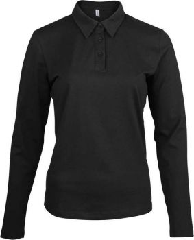 LADIES' LONG-SLEEVED JERSEY POLO SHIRT Black XL