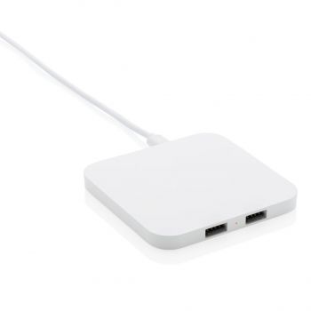 Bezdrôtová nabíjačka 10W s USB výstupmi biela