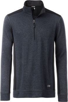 James & Nicholson | Pánská pracovní bunda z fleecu, 1/2 zip - Strong carbon melange/black L