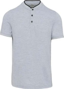 MEN'S SHORT SLEEVE POLO SHIRT WITH MANDARIN COLLAR Oxford Grey/Black S