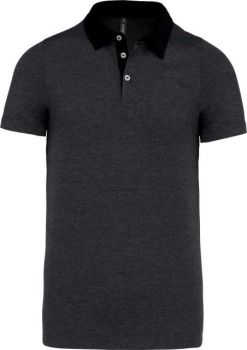 MEN'S TWO-TONE JERSEY POLO SHIRT Dark Grey Heather/Black L