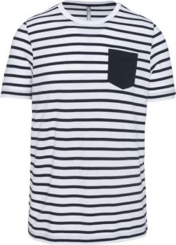 STRIPED SHORT SLEEVE SAILOR T-SHIRT WITH POCKET Striped White/Navy L