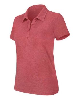 LADIES' SHORT-SLEEVED MELANGE POLO SHIRT Red Heather M