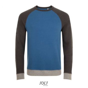 SOL'S SANDRO - UNISEX THREE-COLOUR SWEATSHIRT Slate Blue/Charcoal Melange L