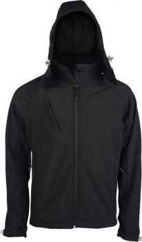 MEN'S DETACHABLE HOODED SOFTSHELL JACKET Black L