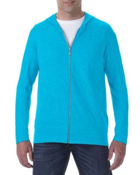 ADULT TRI-BLEND FULL-ZIP HOODED JACKET Heather Caribbean Blue 2XL