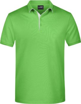 James & Nicholson | Pánské piqué polo s kontrastní légou lime green/white M