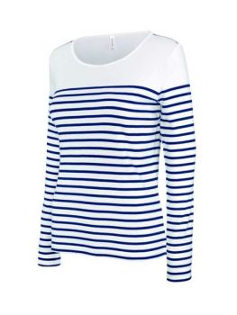 LADIES’ LONG-SLEEVED BRETON STRIPE TOP Striped White/Navy M