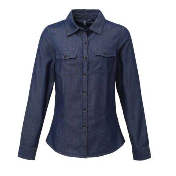 WOMEN'S JEANS STITCH DENIM SHIRT Indigo Denim M