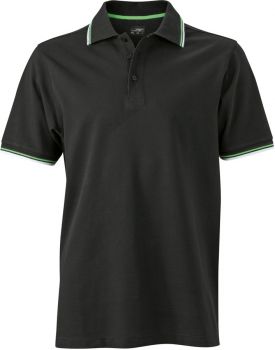 James & Nicholson | Pánské piqué polo Coldblack® black/white/lime green 3XL