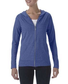 WOMEN'S TRI-BLEND FULL-ZIP HOODED JACKET Heather Blue XS